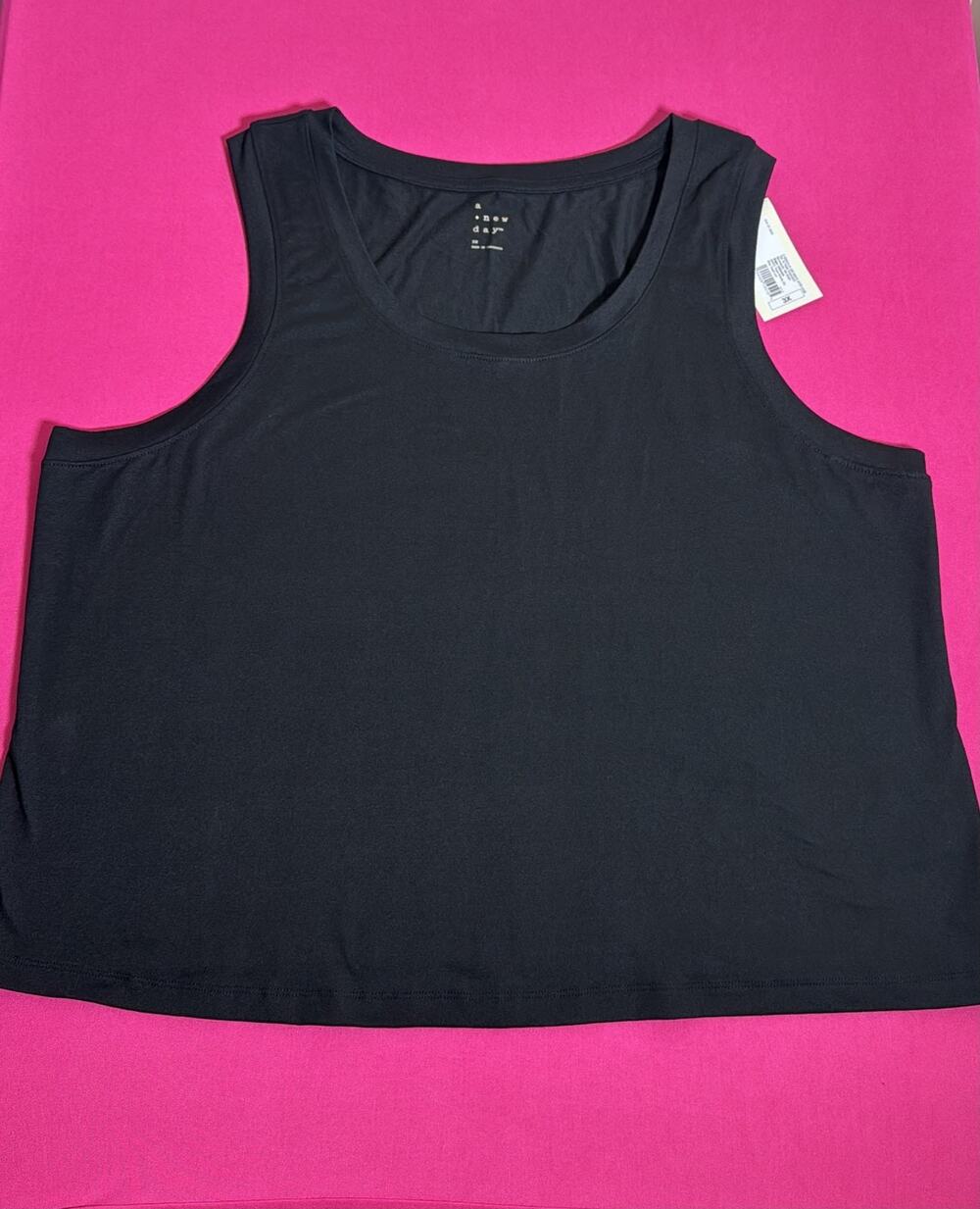 A New Day Black Tank Top Size 3X Soft Stretch Sleeveless Casual Plus Size New
